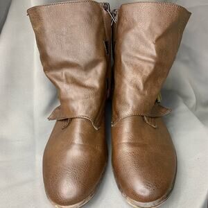 Muk Luks Faux Leather Faux Fur Sherpa Lined Boot Women's Size 10